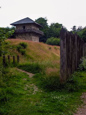Limespalisade am Wp 3-15 mit Wachturm und Amphitheater