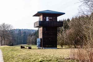 rekonstruierter Limes-Wachturm Hienheim, Entfernung 28,3 km